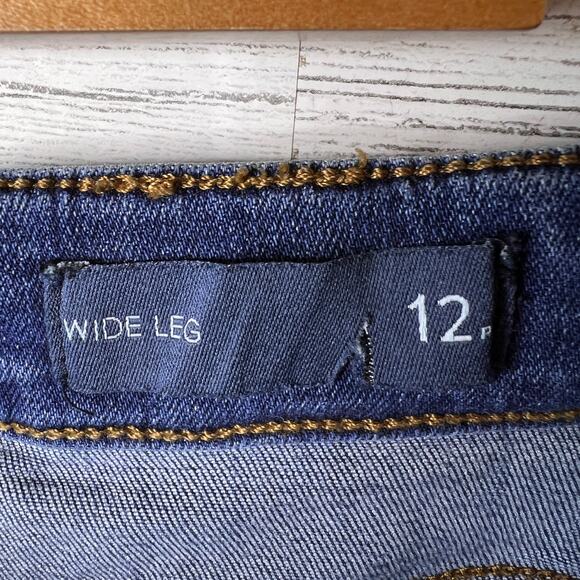 J Jill Jeans Womens Size 12P Medium Wash Wide Leg Patch Pockets Cotton Blend - Picture 12 of 16